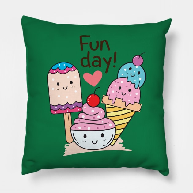 ice cream fun day Pillow by Mako Design 