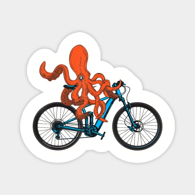 Octopus On A Bicycle Meme Magnet by MiaGamer Gear