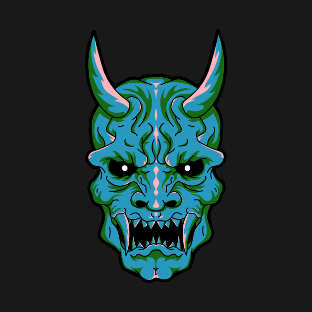 Oni Demon Skull - Blue/Green by Starquake