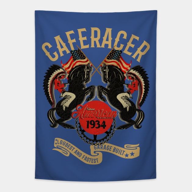 legendary American Cafe Racer Motorcycles Tapestry by MotorManiac