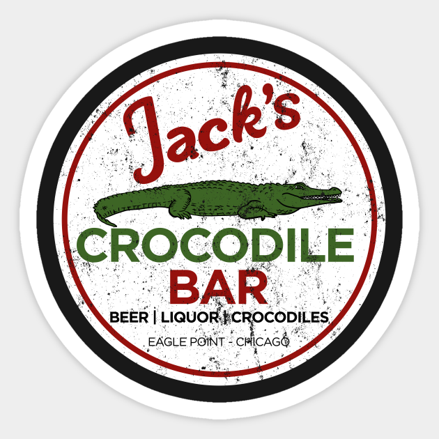 American Gods Jacks Crocodile Bar American Gods Sticker Teepublic Pictures courtesy of lionsgate, who threw a most excellent season 1 bluray release party during new there were drinks inspired by the characters (of course mad sweeney's was a southern comfort and coke) and a photo booth and crocodile skulls. american gods jacks crocodile bar