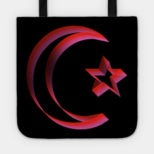 3D Red Star and Crescent Moon Design Tote