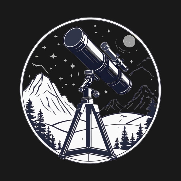 Stargazing telescope astronomy scientist hobby design by Edgi