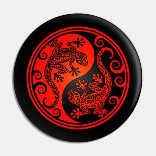 Red and Black Yin Yang Geckos Pin