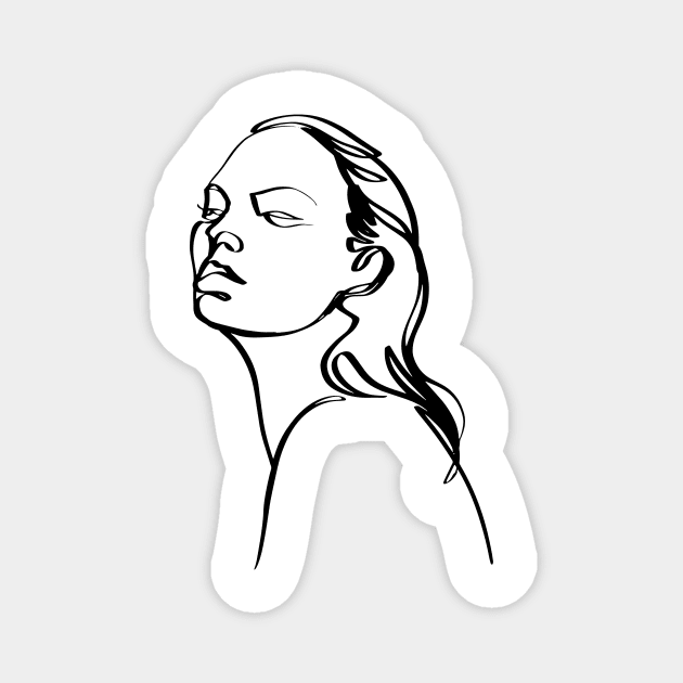 One line woman face  drawing, Abstract minimal female single line art Magnet by 9georgeDoodle