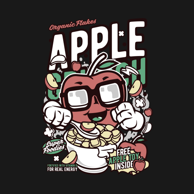 Retro Cartoon Cereal Box // Apple Crunch // Funny Vintage Breakfast Cereal by SLAG_Creative