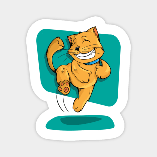 Orange cat jumping,funny orange cat Magnet