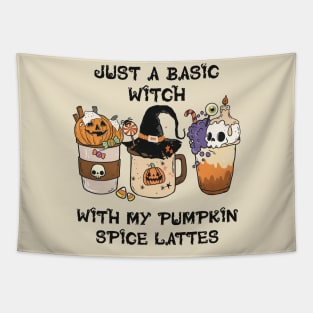 Just a Basic Witch with my Pumpkin Spice Lattes Tapestry