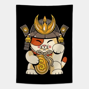 Lucky Cat Samurai (Maneki Neko) Tapestry