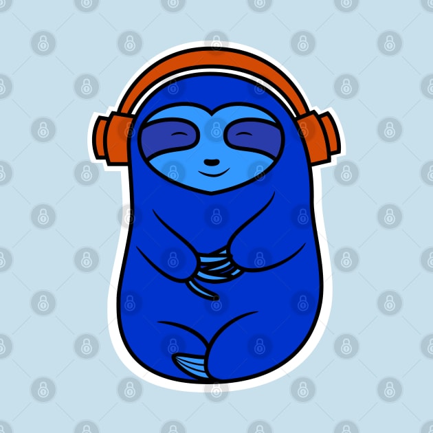 Happy Blue Sloth Listening to Music by SubtleSplit