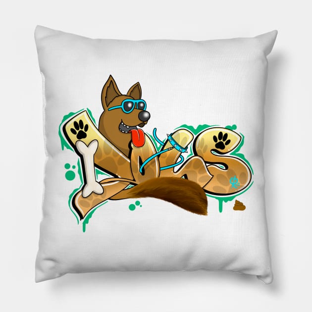 Graffiti Style Dogs Pillow by ARTHE