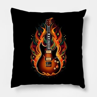 Electric Guitar on fire 3 Pillow