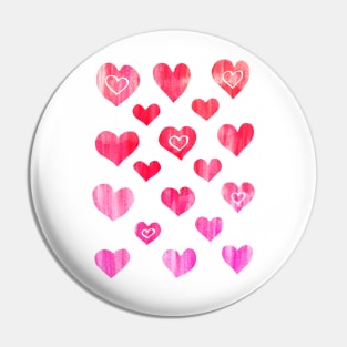 Painted Pink Hearts Pin