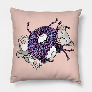 Yarn is So Fun! Playful Kitten Drawing Pillow