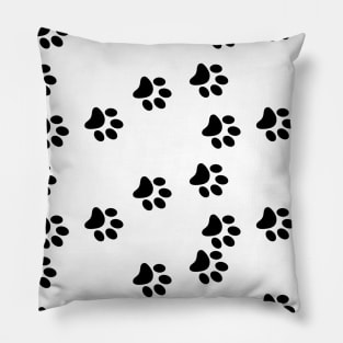 Paw Black and White Pattern Pillow