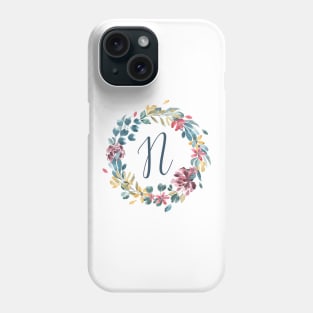 Floral Monogram N Colorful Full Blooms Phone Case