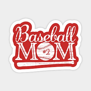 Vintage Baseball Mom #2 Favorite Player Biggest Fan Number Jersey Magnet