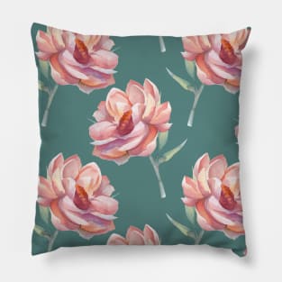Watercolor Seamless Flower Pattern Pillow