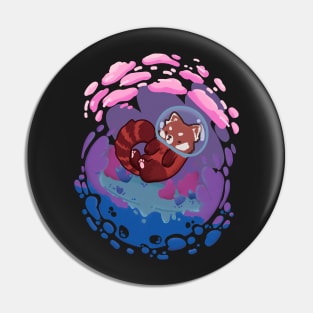 Red Panda Astronaut Kawaii Space Fantasy Planet Pin