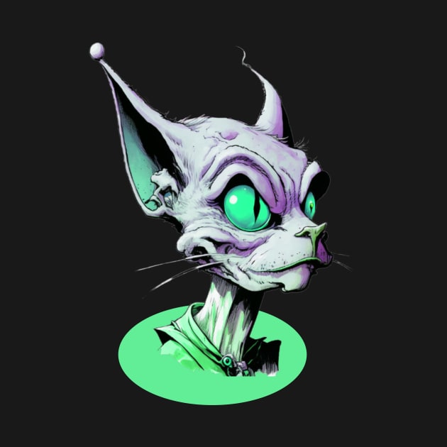 ALIEN CAT MONOCROMATHIC by JequiPrint