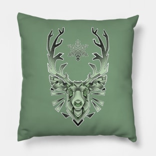 green geometric reindeer Pillow