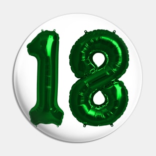 Bright Green 18th Birthday Metallic Helium Balloons Numbers Pin