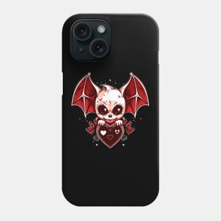 Kawaii Bat Demon with black heart Phone Case