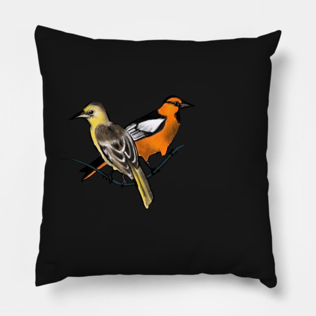 Bullock's Orioles Pillow by shehitsback