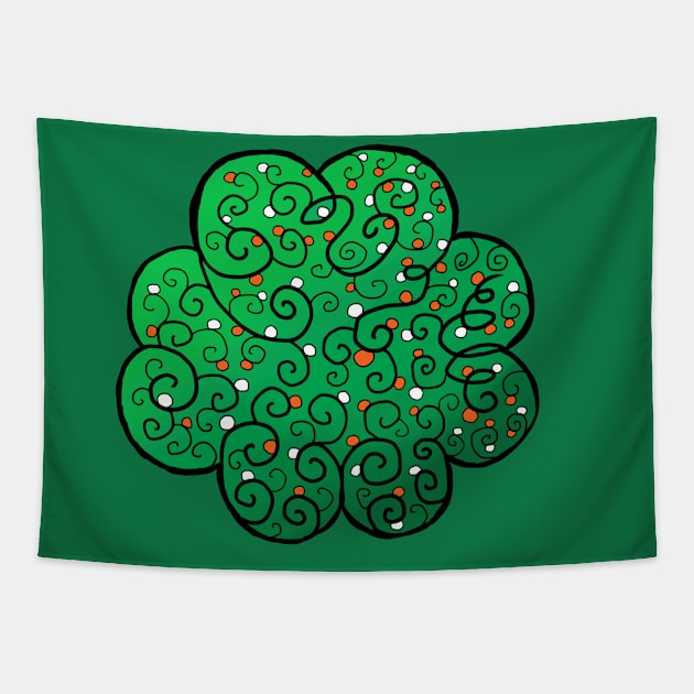 St Patrick's Day Four-Leaf Clover with Irish Vines Tapestry by JonGrin