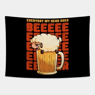 Everyday My Head Goes BEER - Funny Quotes Sheep Gift Tapestry