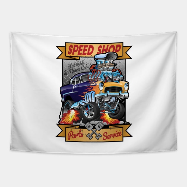 Speed Shop - Hot Rods and Muscle Cars Tapestry by Wilcox PhotoArt