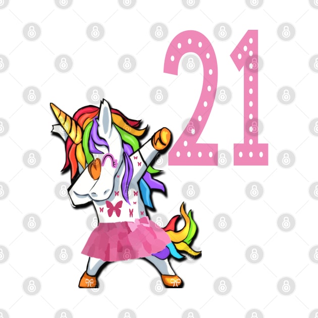 21st Birthday Dabbing Unicorn Birthday Girl for 21 years old Girl Young Woman Lady by familycuteycom