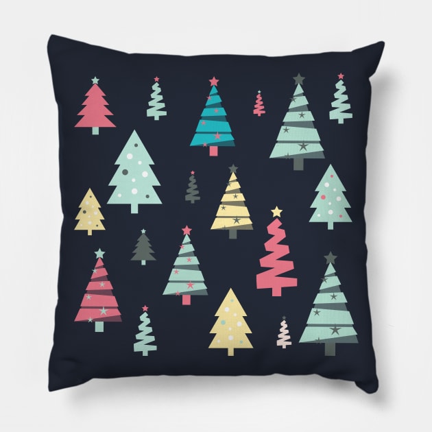 Christmas tree pattern, pastel Pillow by AndArte