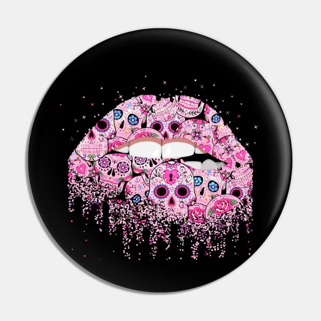 Sugar Skull Lips Women Pin by fuki