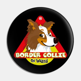 Border Collie On Board - Brown Tricolor Pin