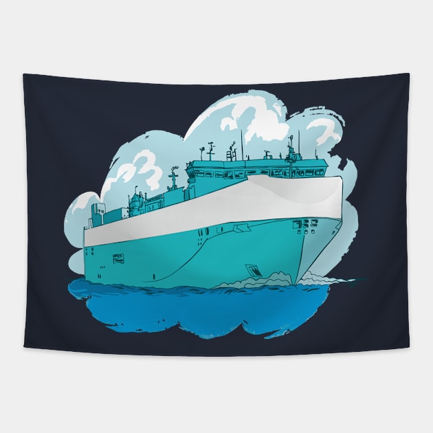 Ro-Ro Ferry illustration Tapestry by AJ techDesigns