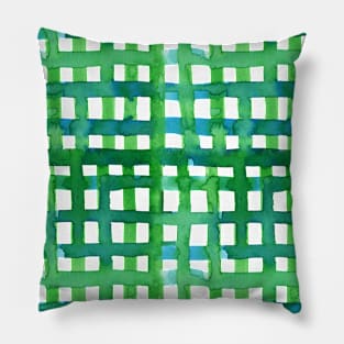 Watercolor grid - green Pillow