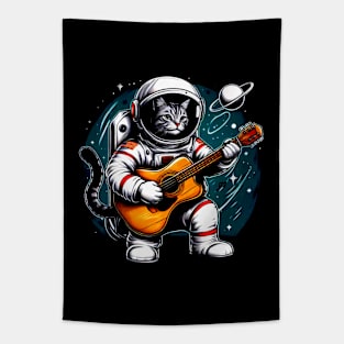 Cat astronot Playing Guitar style Slowrock Tapestry