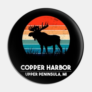 Copper Harbor Upper Peninsula Moose Sunset Pin