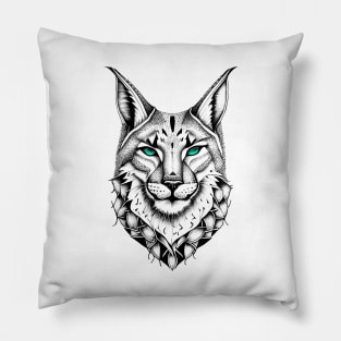 Lynx Wild Animal Nature Illustration Art Tattoo Pillow