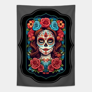 Day Of The Dead Woman Skull Tapestry