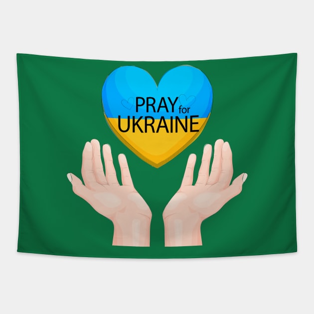 Pray For Ukraine Heart Tapestry by Mako Design 