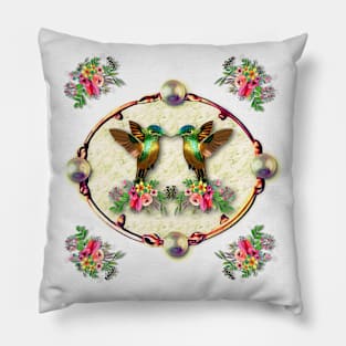 Hummingbirds and Flowers Pillow