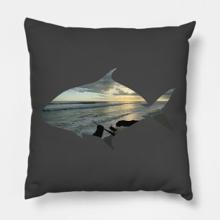 Sunset surf fishing Pillow