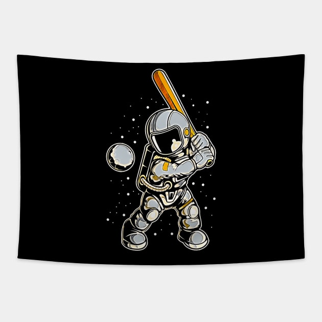 Astronaut Baseball • Funny And Cool Sci-Fi Cartoon Drawing Design Great For Anyone That Loves Astronomy Art Tapestry by TeesHood