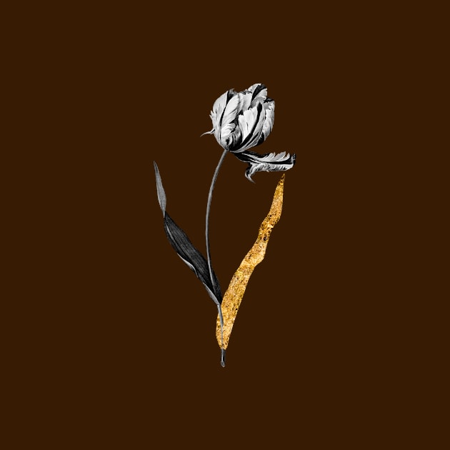 Black and Gold Leaf - Didier's Tulip - Vintage Botanical by Holy Rock Design