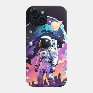 astronaut galaxy town Phone Case