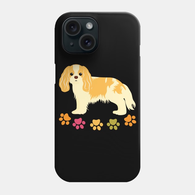 Cavalier King Charles Spaniel and Paw Print Phone Case by LulululuPainting