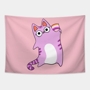 Lesbian Pride Flag Kawaii Pink Cat Gay Cute chibi Tabby Kitty Tapestry