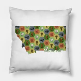 Montana State Map Board Games Pillow